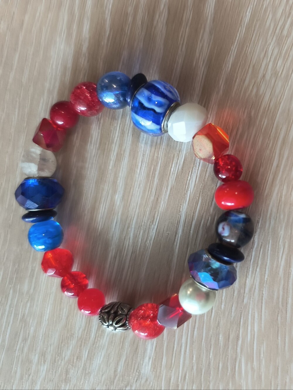 Handmade Patriotic Beaded Stretch Bracelet